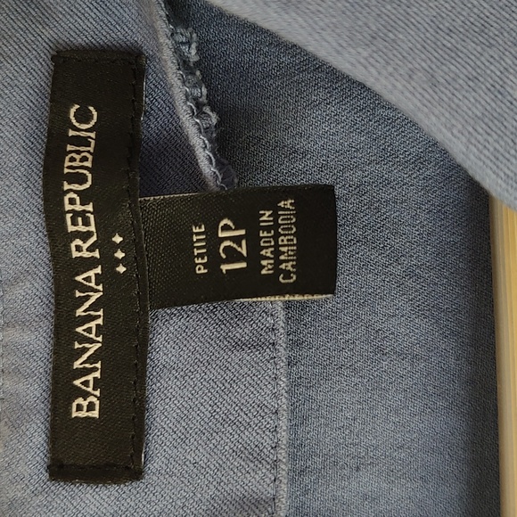 Banana Republic Dress Stretch Smokey Blue Back Zipper Sleeveless Summer Size 12P - Picture 6 of 6